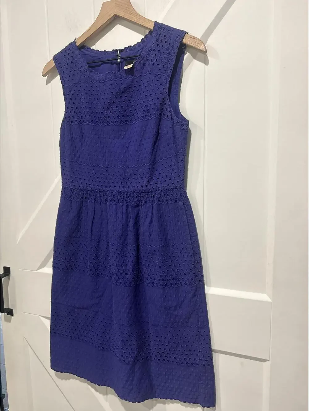 J.Crew Royal Blue Eyelet Sleeveless Cotton Dress, Size 2